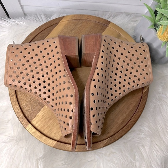 LOEFFLER RANDALL Lone Leather Open Toe Boot Bootie Neutral Back Zip Bohemian 7.5 - Picture 8 of 13